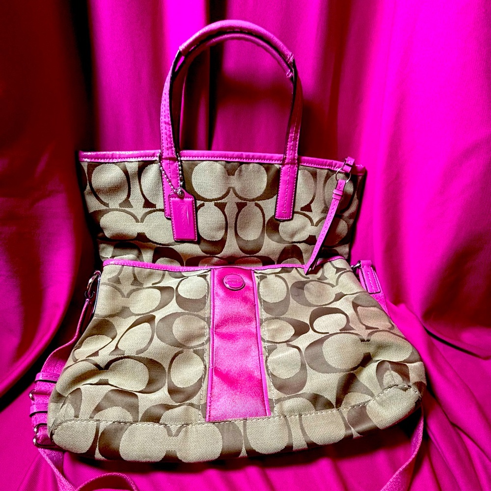 Coach Pink & Brown with Crossbody strap Bag
